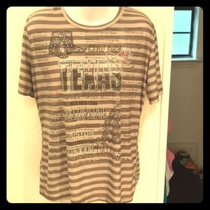 🌻Unique Texas Bling Striped Tee XL🌻